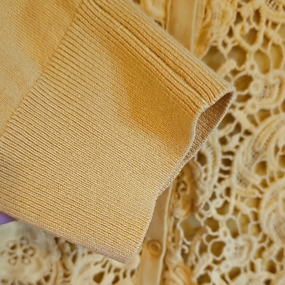 Mustard Lace Cotton Cardigan - Picture 4 of 9